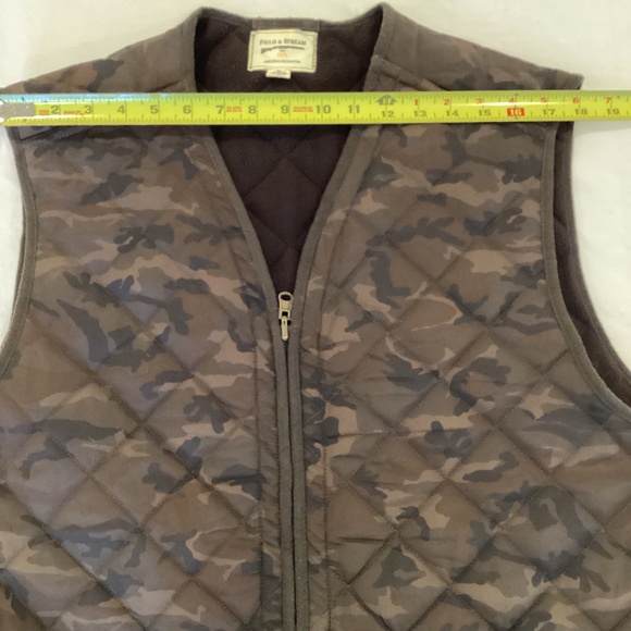 Field and Stream Mens Large Brown Camo Quilted reversible zipper vest. Outdoors - Picture 5 of 12